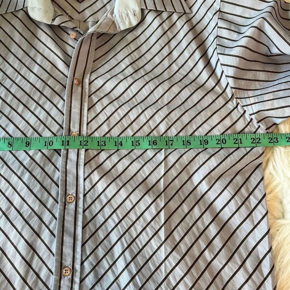 Roar Men's Dress Shirt Long Sleeve Button Up Blue Striped Cotton Blend Size XL - Picture 7 of 11